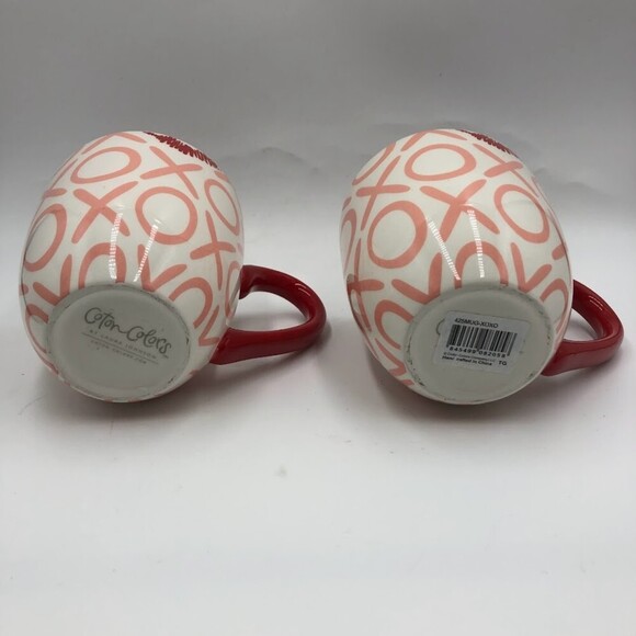 Coton Colors Oversized Ceramic Set of 2 Mugs by Laura Johnson Lipstick XOXO - Picture 10 of 12